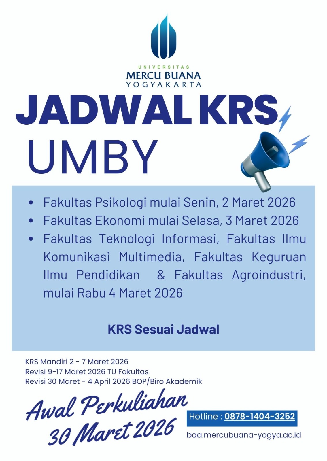 Image Pengumuman Pelaksanaan KRS dan Awal Perkuliahan Semester Genap TA 2025/2026